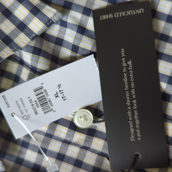 Banana Republic xl non-iron untucked fit checker print button down 17-17 1/2 nwt - Picture 6 of 7